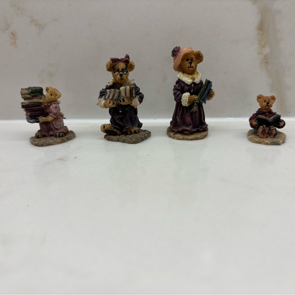 4 Vintage Mini Boyds Bears Bearly School Figurines Bailey Ms Griz Ms Bruin York